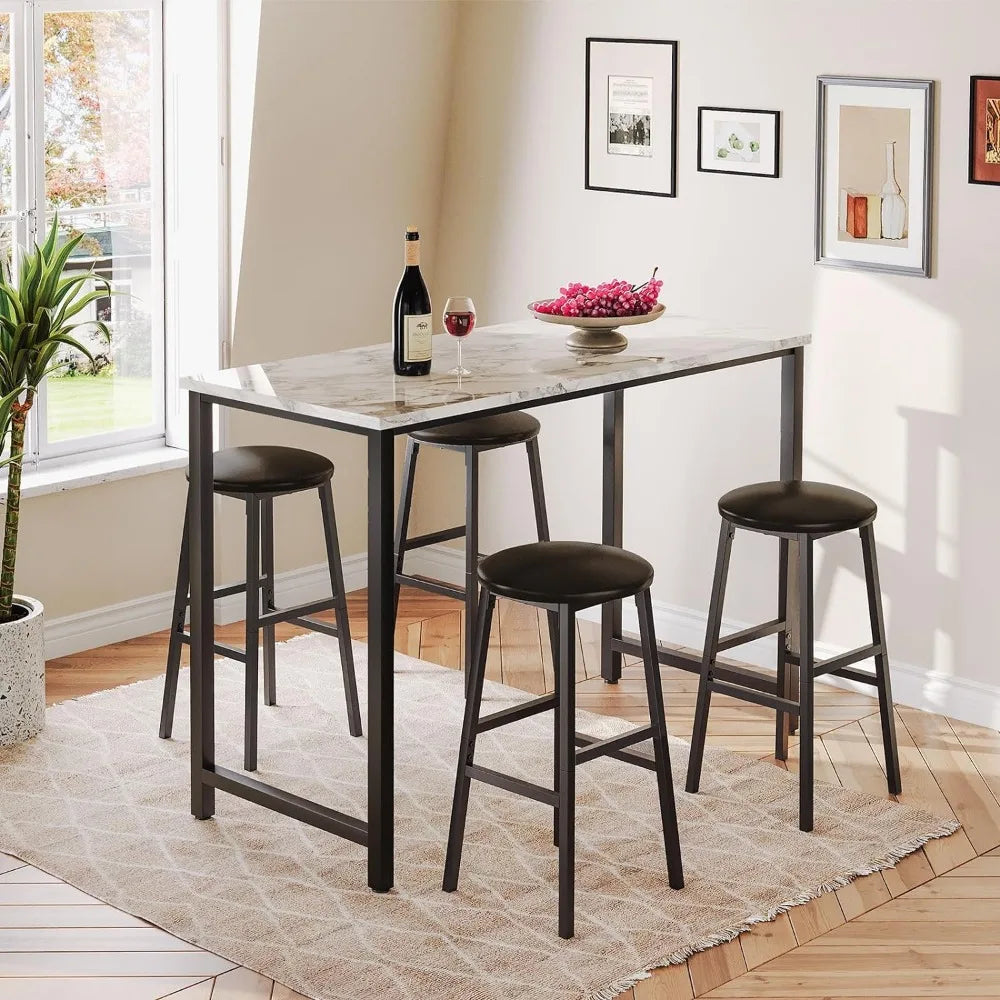 Set of 2, Round Bar Stools with Footrest