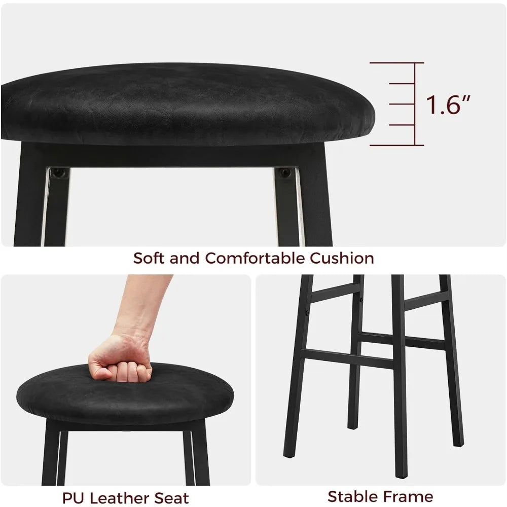 Set of 2, Round Bar Stools with Footrest