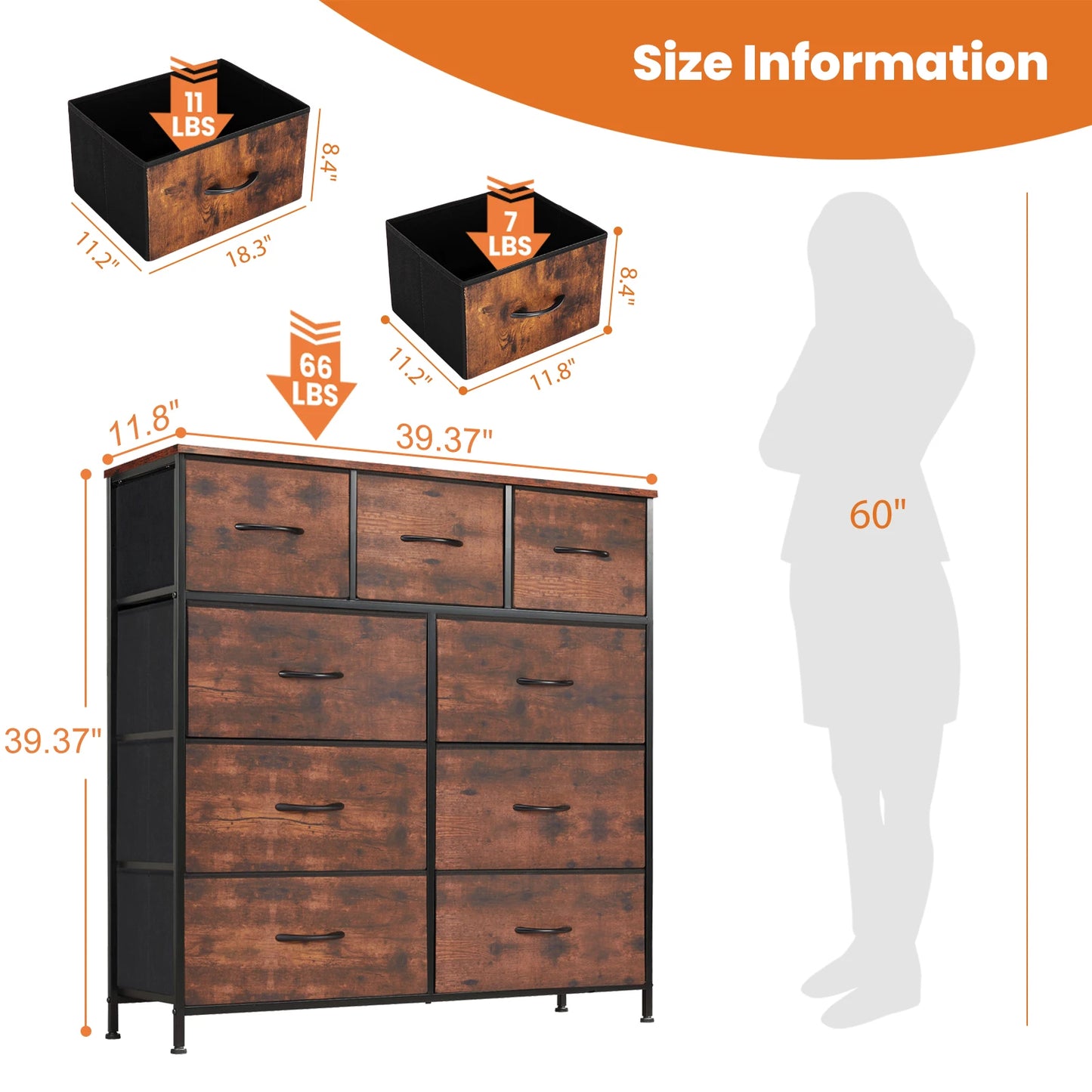 9 Drawer Fabric Storage