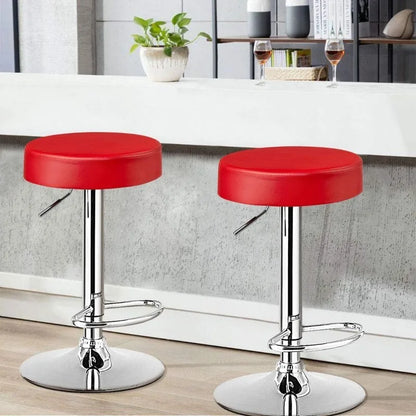 Set of 2 Modern Swivel Backless Bar Stools, featuring PU Leather Seats