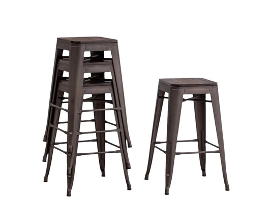 Set of 4 Backless 24" Metal Counter Height Stackable Bar Stools