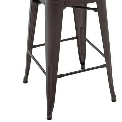 Set of 4 Backless 24" Metal Counter Height Stackable Bar Stools