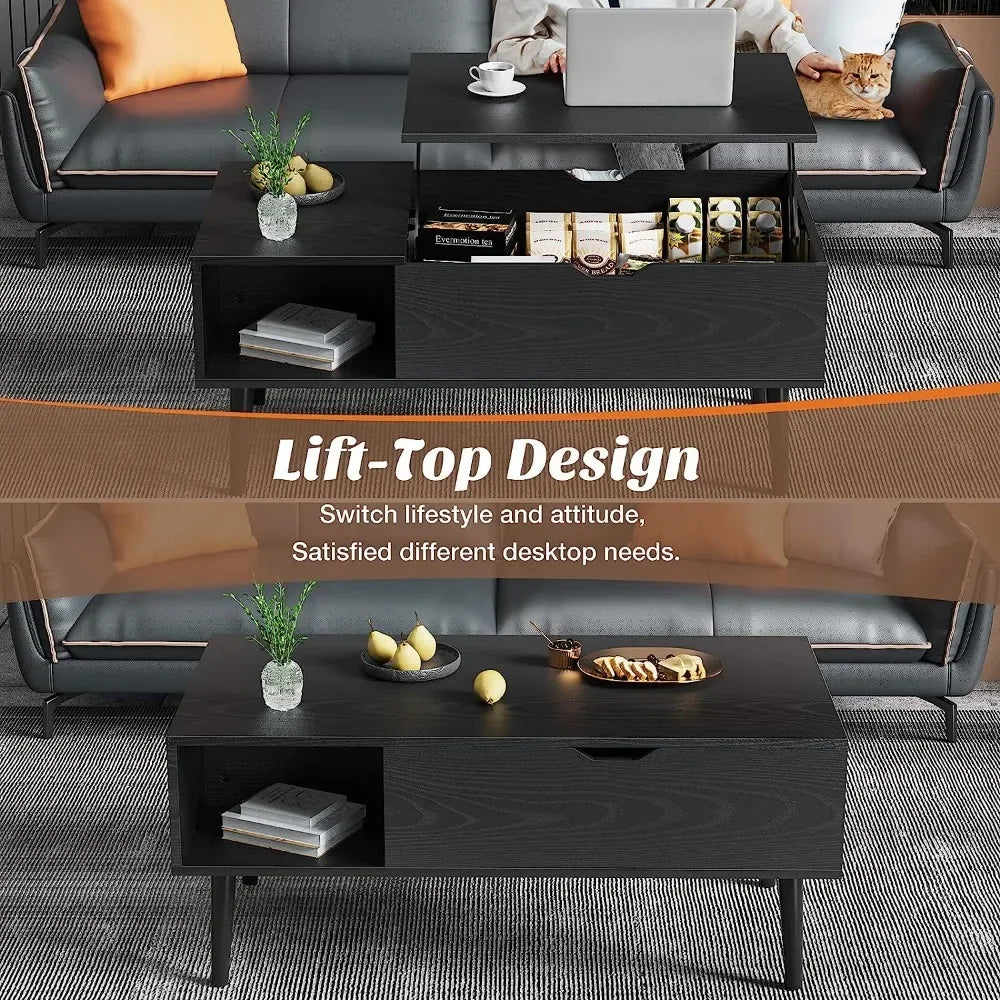 Lift Top Coffee Table with Storage Shelf