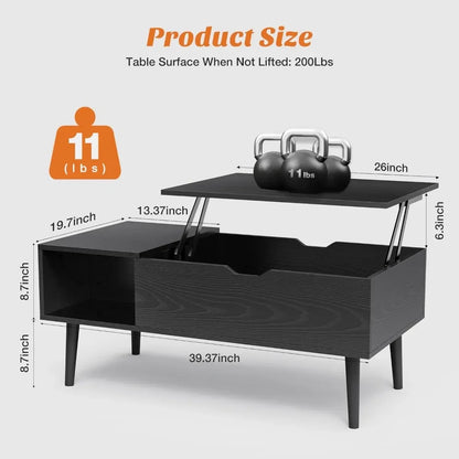 Lift Top Coffee Table with Storage Shelf