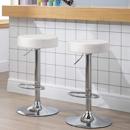 Set of 2 Modern Swivel Backless Bar Stools, featuring PU Leather Seats