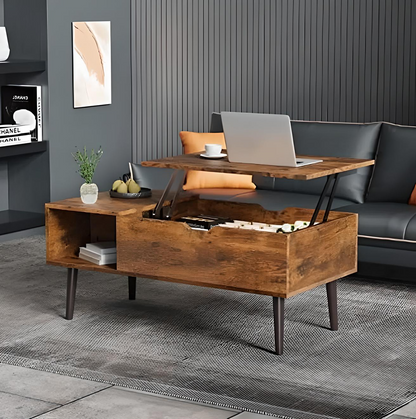 Wooden Lift Top Coffee Table with Storage Shelf