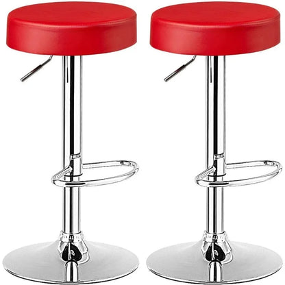 Set of 2 Modern Swivel Backless Bar Stools, featuring PU Leather Seats